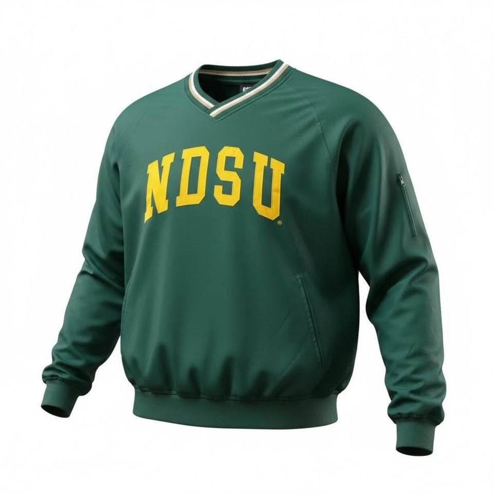 NDSU Bison Windshirt Mens Medium Green V-Neck Pullover Jacket North Dakota (131)